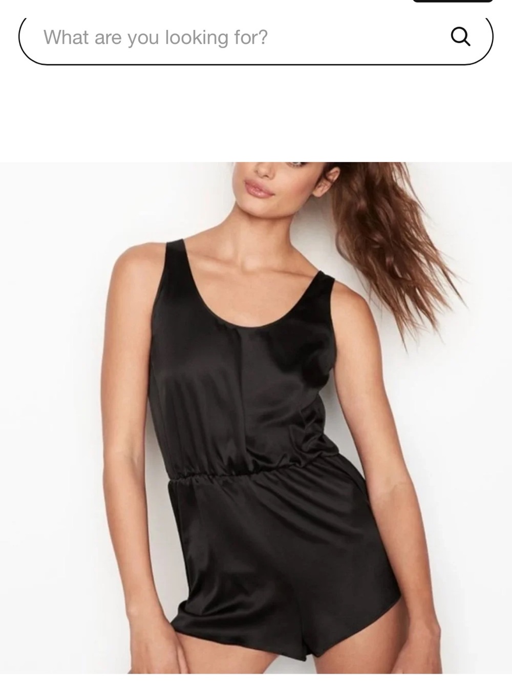 Victoria's Secret Satin Black Tie-Shoulder One-Piece Romper NWT Small